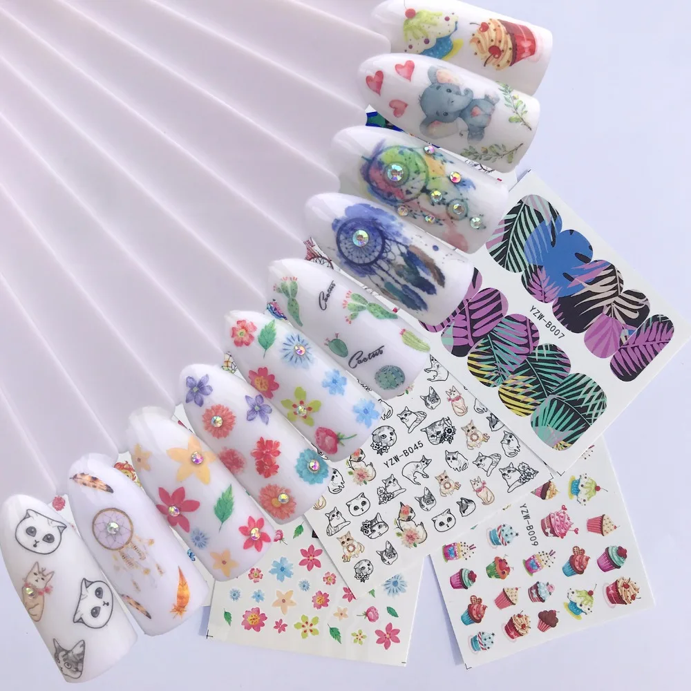 1 шт. водяные наклейки для ногтей Наклейка весенние цветы Бабочка водяной знак