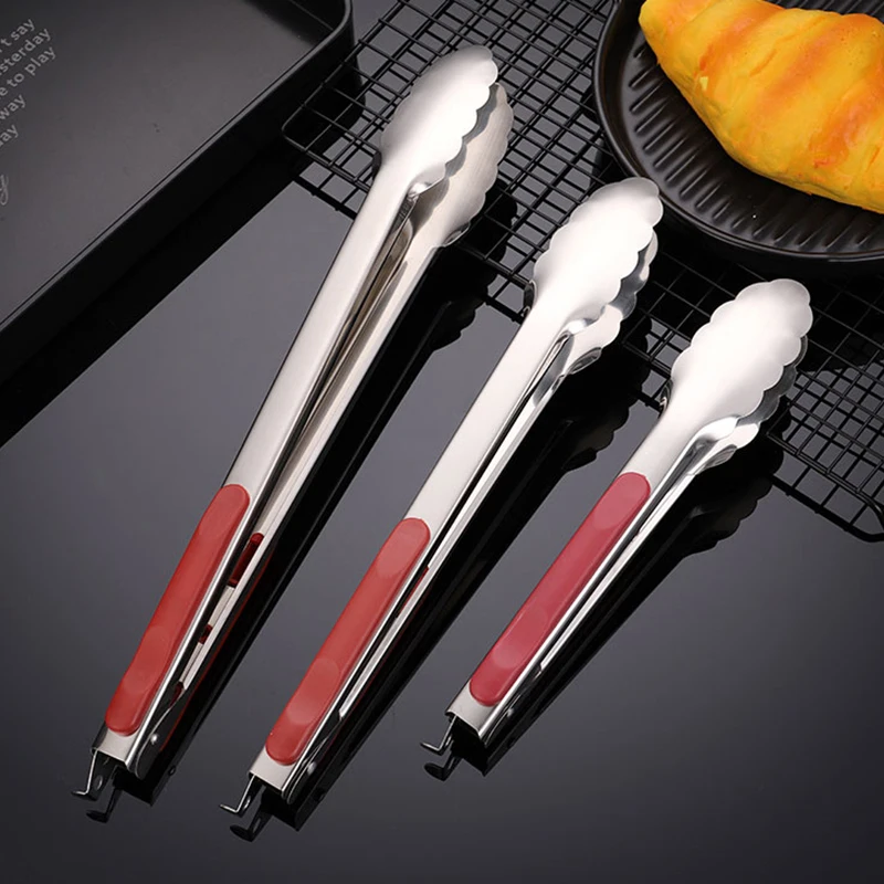 

Кухня щипцы Нержавеющая сталь щипцы для барбекю с Нескользящие сцепление хлеб выступающей щипцы для продуктов щипцы для барбекю