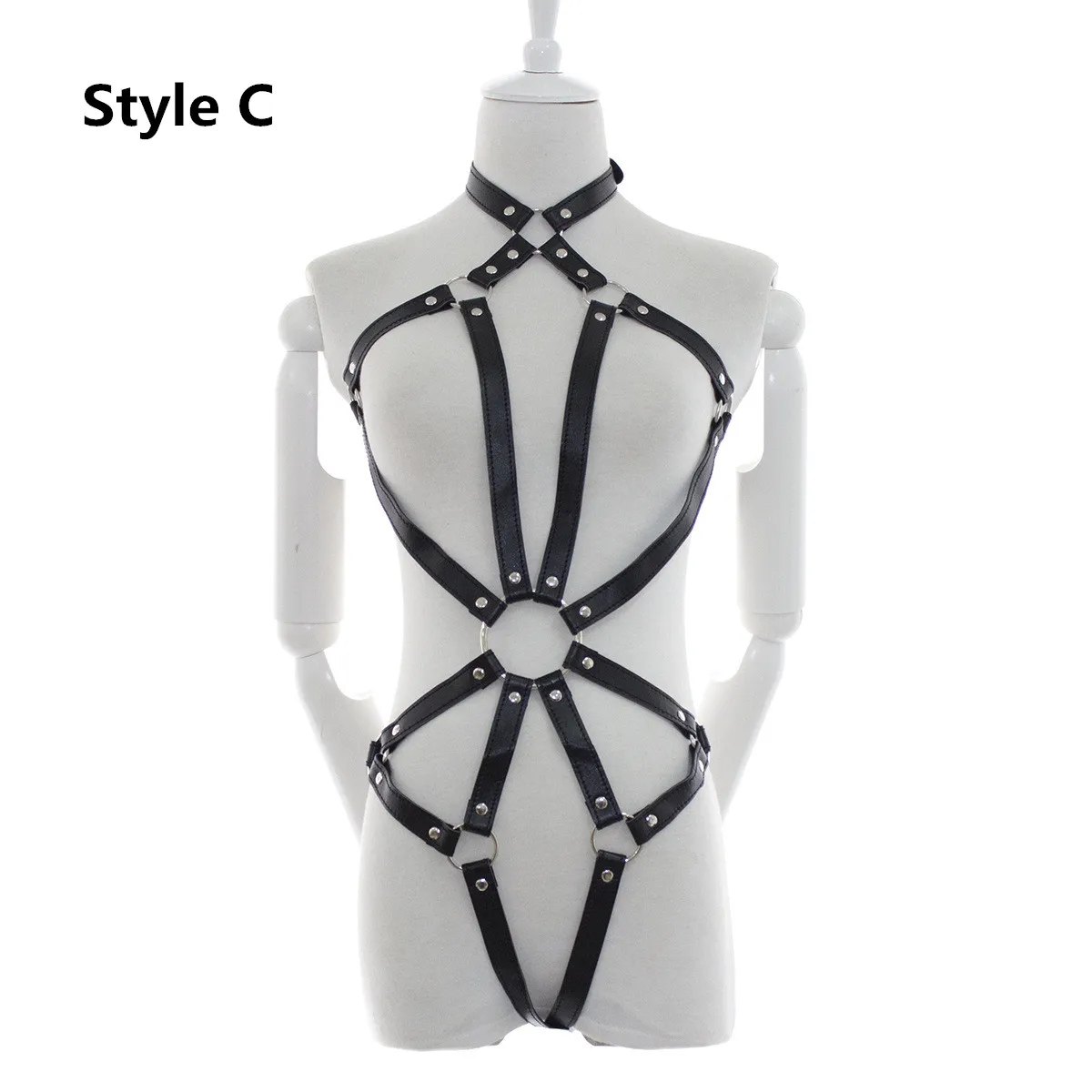 BDSM Bondage Leather Body Harness Lingerie With Erotic Garter Belts Chastity For Fetish Slave Restraints Exposed Breast |