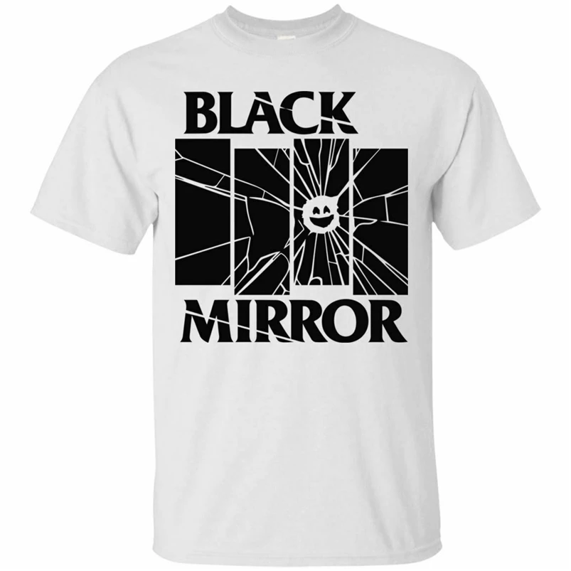 Черная зеркальная белая футболка с коротким рукавом S 3Xl? Последняя Новый стиль