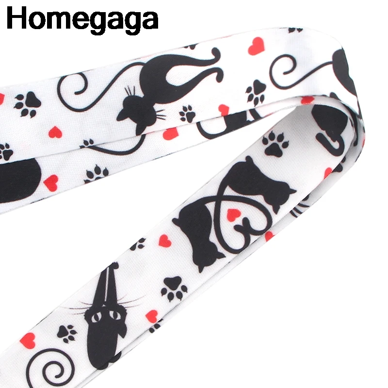 Homegaga мультфильм черные ярлыки в форме кота ремень шеи ремешки для ключей ID карты