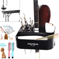 pet grooming tools table kits dog comb boxes groomer tool dog cat supplies on the bracket plastic storage comb scissors box