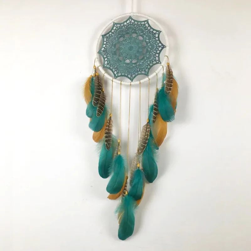

Green Feather Style Dream Catcher Wind Chimes Unique Handmade Dreamcatcher Home Decoration Crafts Home Decor Poster
