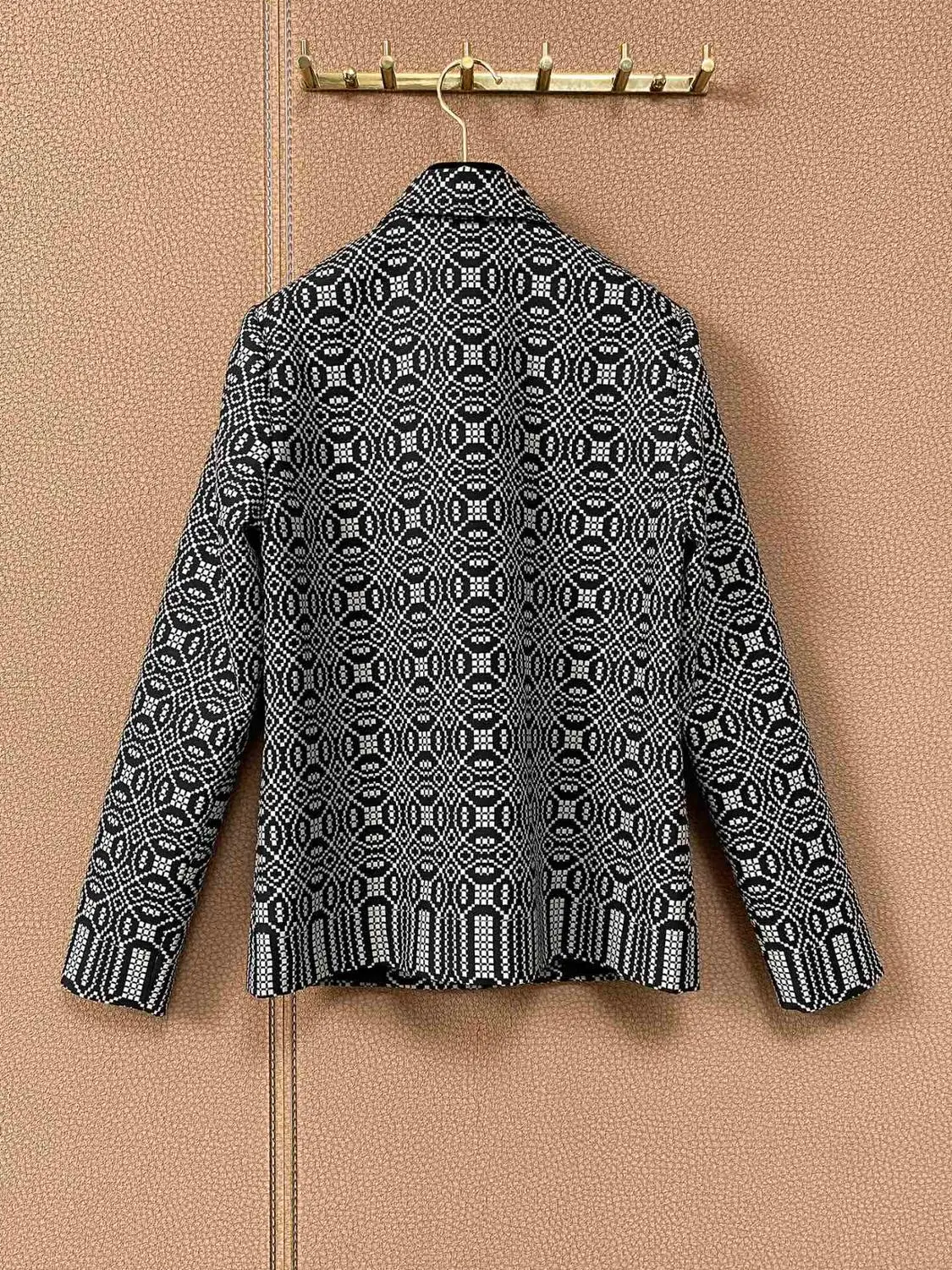 

Spirng Runway Fashion Blazer Women's High Street Long Sleeve Vintage Geometry Print Outerwear Lady Designer Jacket