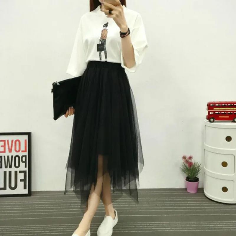 

Skirt Women Solid Mesh Skirt High Waist All-match Korean Style Slim Casual Simple Comfortable Womens Fashion Elegant Chic Ladies