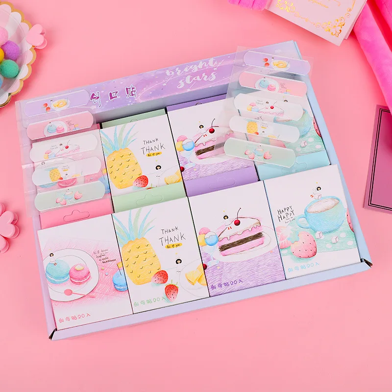 cake 20 шт. кавайные дышащие милые Мультяшные бандажи на открытом воздухе, портативные клейкие бандажи, аптечка для детей - Цвет: cake