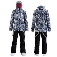 smn fashion new women snow suit snowboard clothing waterproof windproof costumes winter outdoor ski jacket and strap pants girls