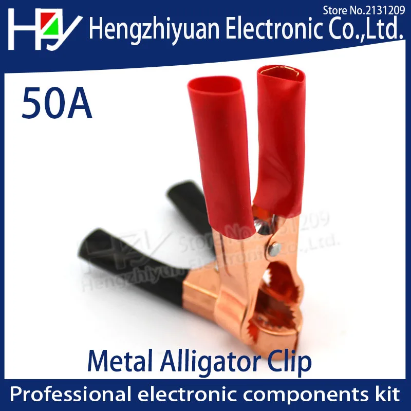 

50A Red + Black 80mm Crocodile Car Caravan Van Battery Test Lead Clips Best Promotion Alligator Clips