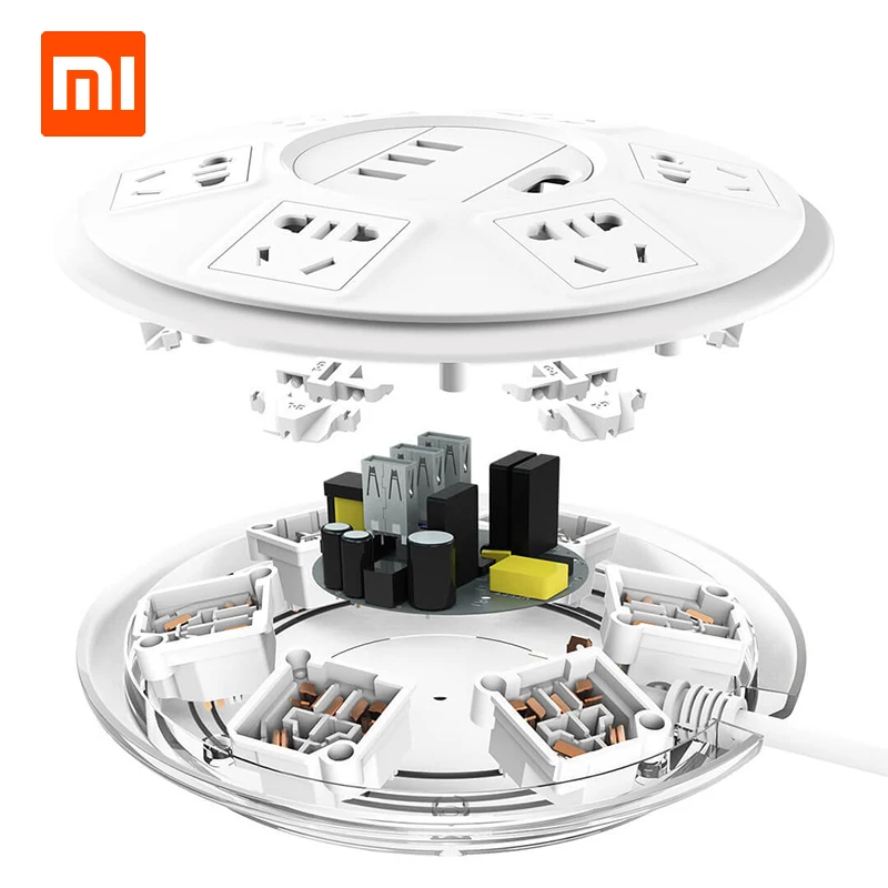 Original xiaomi mijia breakthrough lightning 6 bit patch panel with USB home plug overload protection smart | Электроника