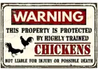 Металлический Настенный жестяной знак Предупреждение ющий, защищенный высокообученными цыплятами, металлический знак, петухи, куриная ферма, курятник, бар, ресторан, фреска