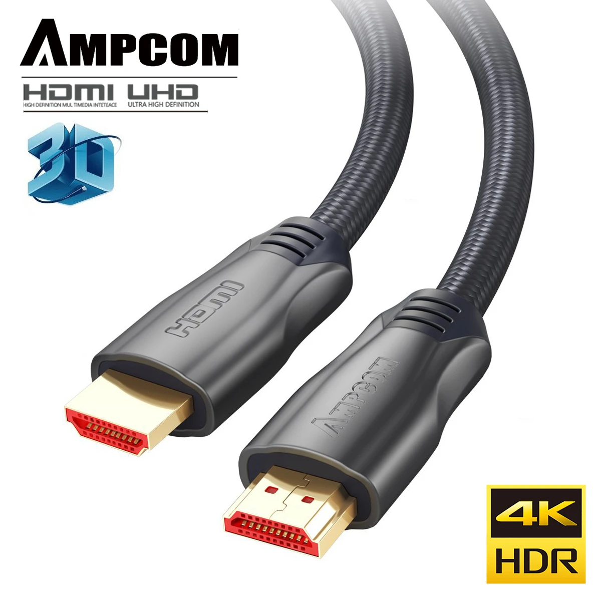 Кабель HDMI-HDMI 2.0a 2.0b, AMPCOM Инженерная серия 4 K HDMI кабель HDMI 2,0 Поддержка 3D Ethernet HDR 4:4:4 для HDTV PS4 PS3