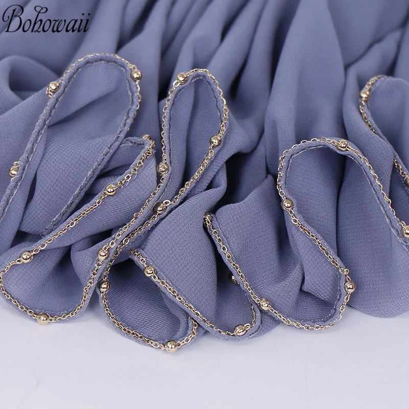 Женский Длинный головной платок BOHOWAII с цепочкой женский Musulman высококачественный