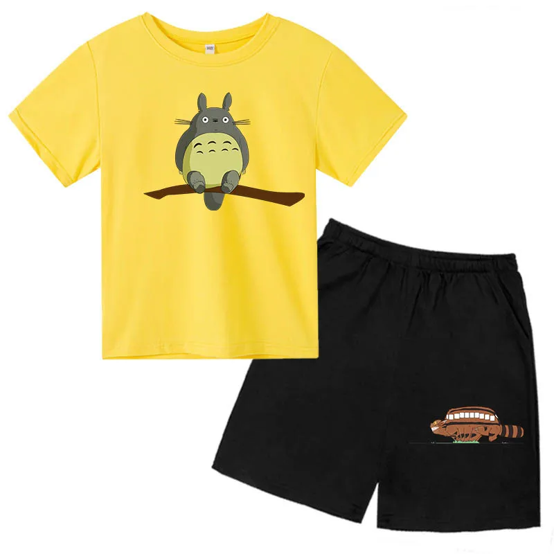 

My Neighbor Totoro Suit Children's Short Sleeve Suit Toddler Girls Boys Clothes T-shirt + Shorts 2-Piece Cotton Sports Suit