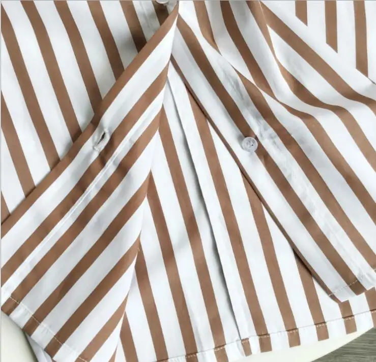 

2020 Spring Cotton Women Stripes Shirts Ladies Asymmetric Wild Stylish Long SleeveFashion Female Blouses And Tops