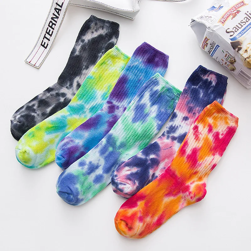 2022 Cotton Skate Socks Men Women Sock Knee-high Funny Cycling Running Hiking Tie Dye Sox harajuku hip hop happy socks