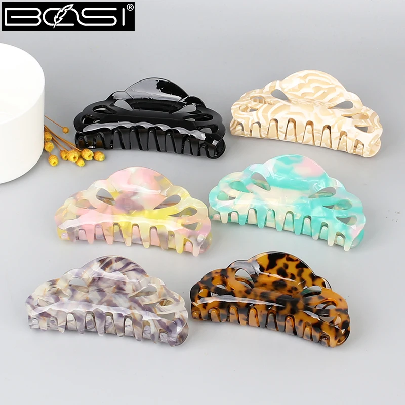 

Женская заколка для волос BOSI, прямоугольная длинная заколка для волос из ацетата с геометрическим узором, 2021