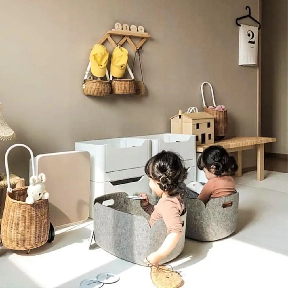 Felt storage bag foldable basket Easy to use and store Child safety environmental protection recyclable material |