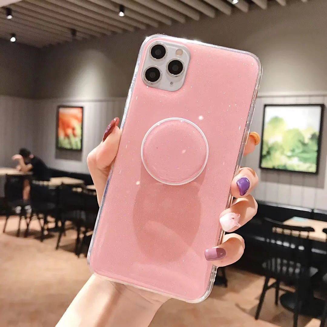 glitter candy color dot stand holder phone case for iphone 11 pro xr x xs max 6s 7 8 plus se 2020 soft tpu silicone case free global shipping