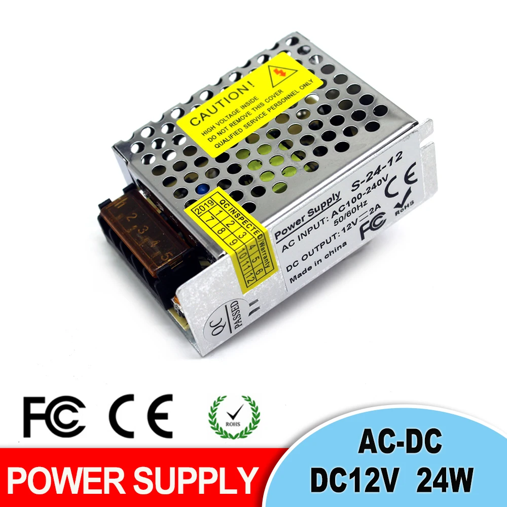 Ультратонкий выключатель питания DC12V 2A 24 W светодиодный трансформатор драйвера 100