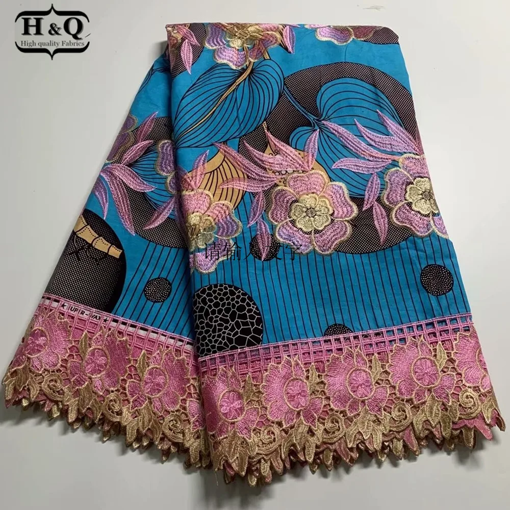 

H&Q latest arrival high quality 6 yards african batik lace wax fabric embroidery 100% cotton nigerian guipure lace fabrics H1245