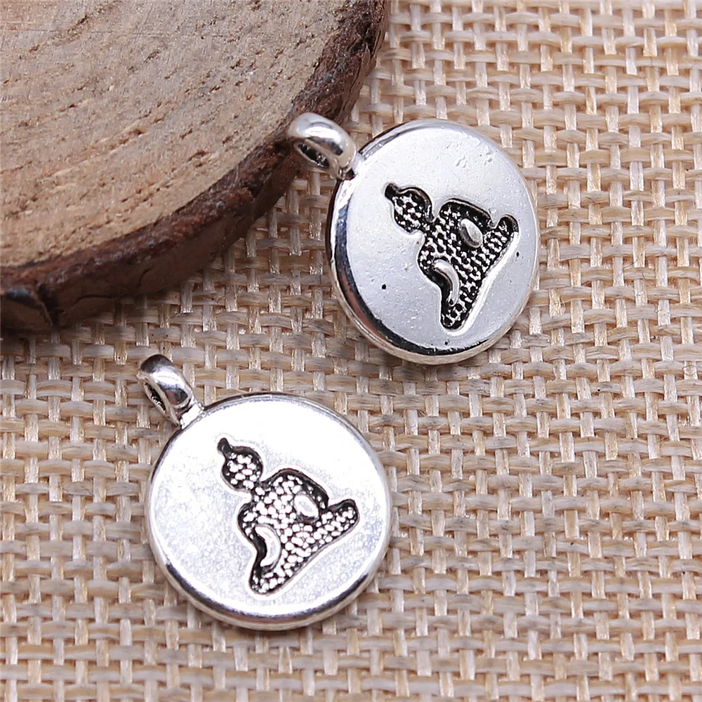 

10pcs 14x19mm Double-Sided Buddha Statue Charms For Jewelry Making Antique Silver Plated Antique Bronze Plated