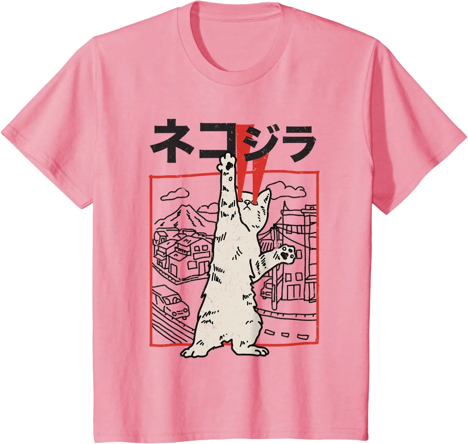 

T Shirt Summer Tops T-shirt Tee Shirt Unisex Graphic Tees Vintage Cute Japan Cat Zilla Neko Harajuku Birthday Kitten T-Shirt