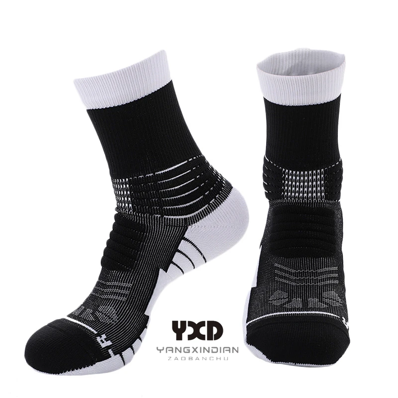 3 pairs/New Men's Socks Abrasion Wear Basketball Sports Socks Men Soft Breathable Wicking Quick-Drying Color block Cycling Socks