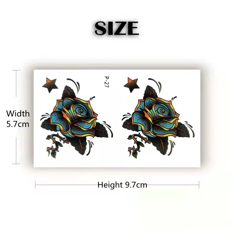Black Rose Temporary Waterproof Tattoo Sticker, Flamingo False Tattoo, Body Painting Art, One-Time Decorative Flash Tattoo