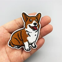 corgi dog embroidered patch iron on clothes for clothing stickers wholesale cartoon badges applique diy sewing decorative