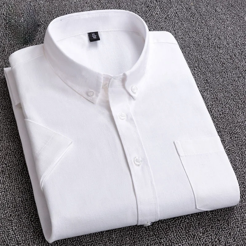 Men's Short-Sleeved Shirt Summer Casual Business  Button Down Shirts Oxford Shirt Male Youth Middle-Aged Mens Vintage Clothing
