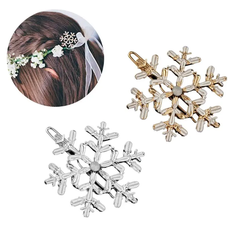 

4Pcs Women Girls Metal Frog Bobby Pins Christmas Snowflake Jewelry Hair Clip Imitation Crystal Exaggerated Barrettes