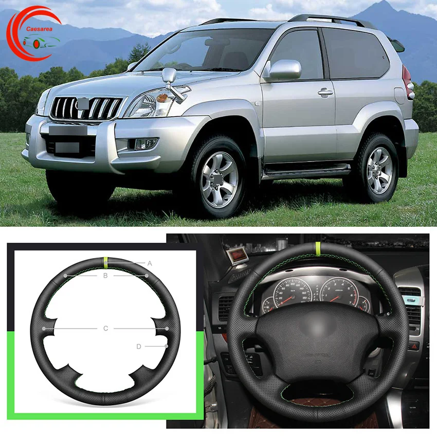 

Для Toyota Highlander черный кожаный чехол рулевого колеса автомобиля DIY рука сшитый на заказ