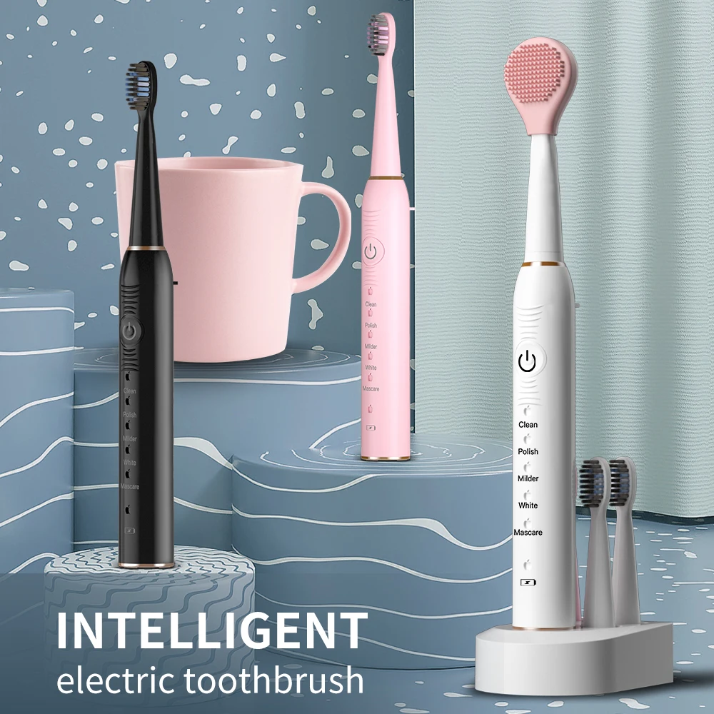 

Sonic Electric Toothbrush IPX7 Waterproof 5 Mode Onekey Operate Washing Face Wireless Rechargeable Toothbrush The Family Gift