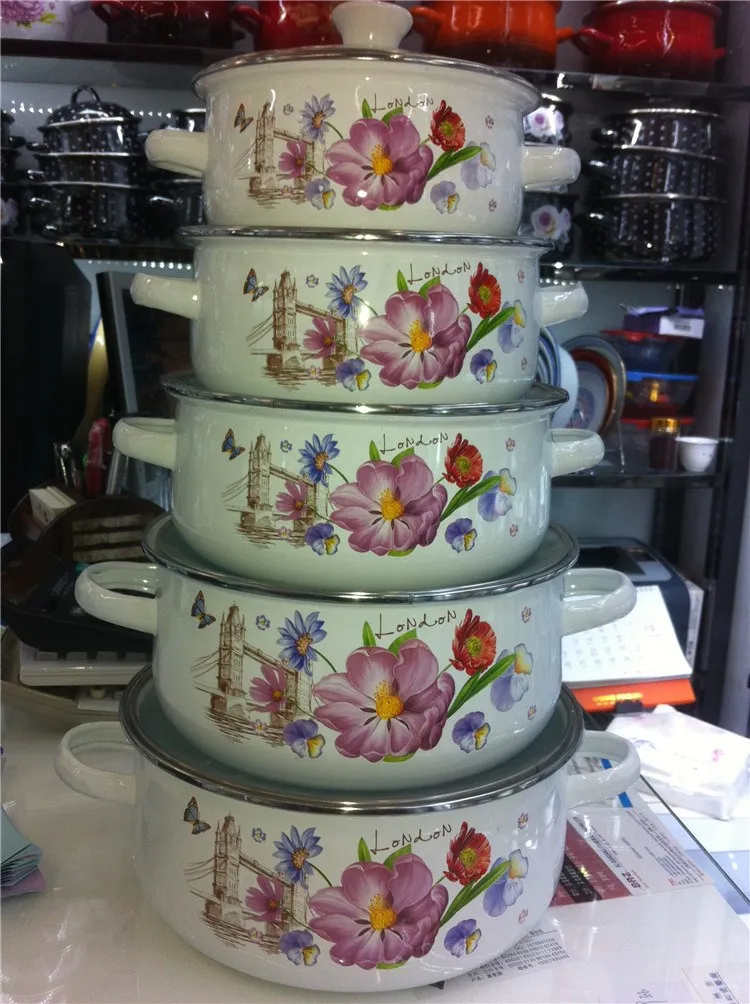 Набор эмалированной посуды 5 шт. кастрюля для супа тушения индукционная плита