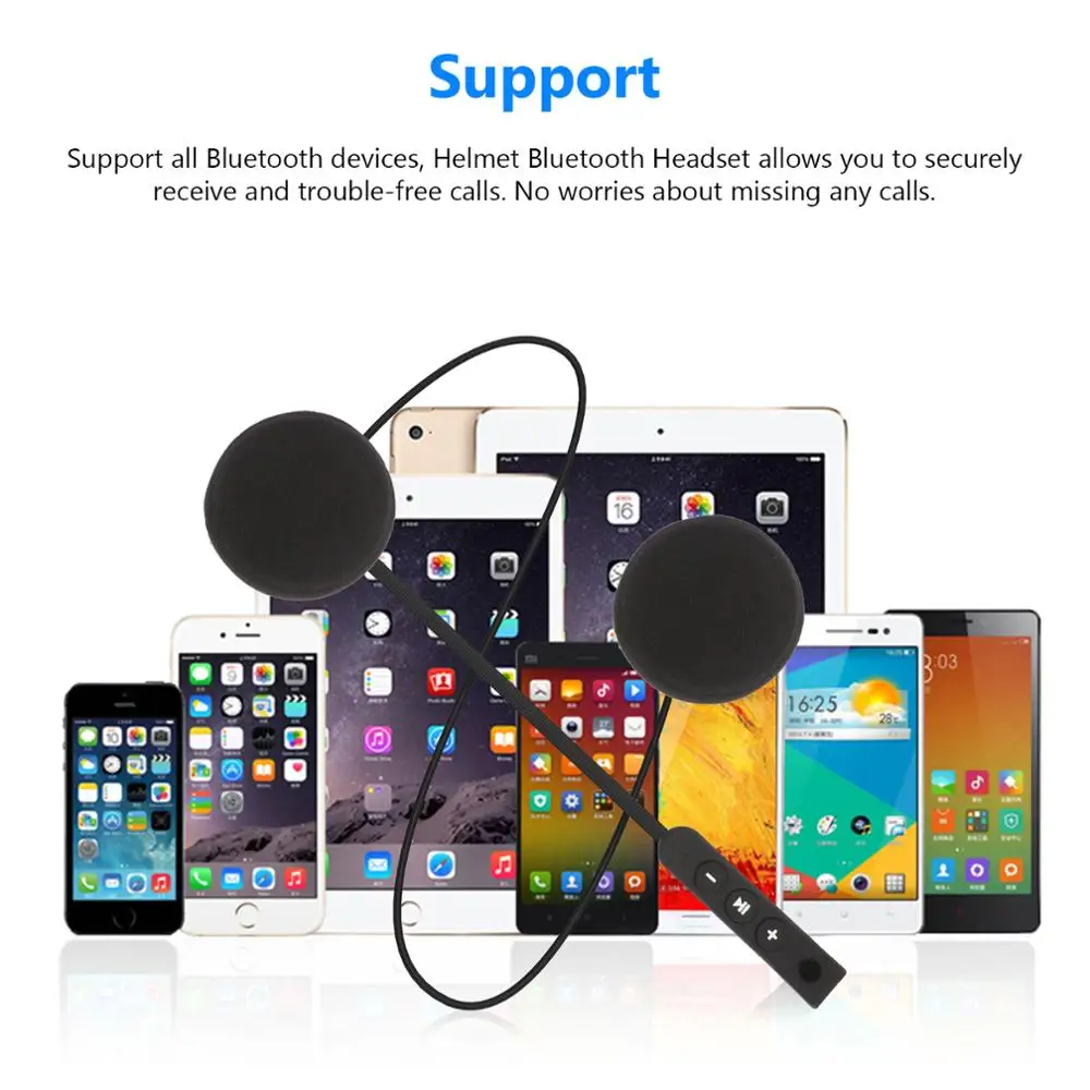 

Motorcycle Helmet Headset Speaker 5.0 Bluetooth Wireless Headphone Handsfree Earphone for IPAD PC Music Phone Calling