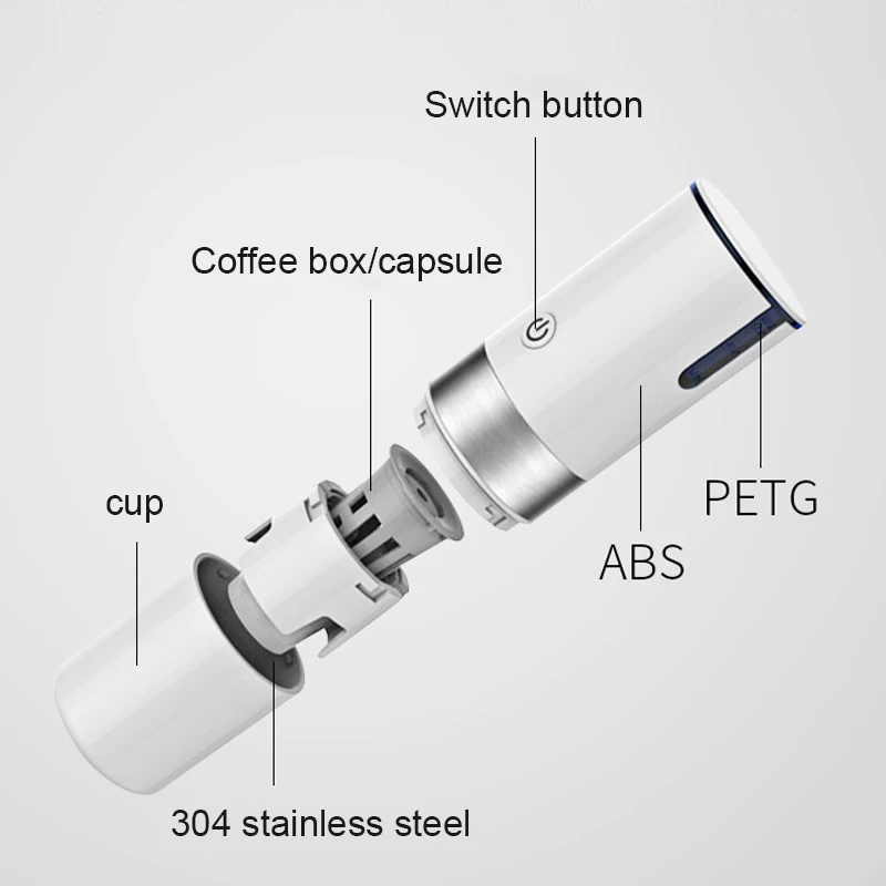 

Portable Automatic Brew Small Coffee Machine Hand Held Home Office Car Outdoor Capsule Coffee Maker USB Recharge Coffee Machine
