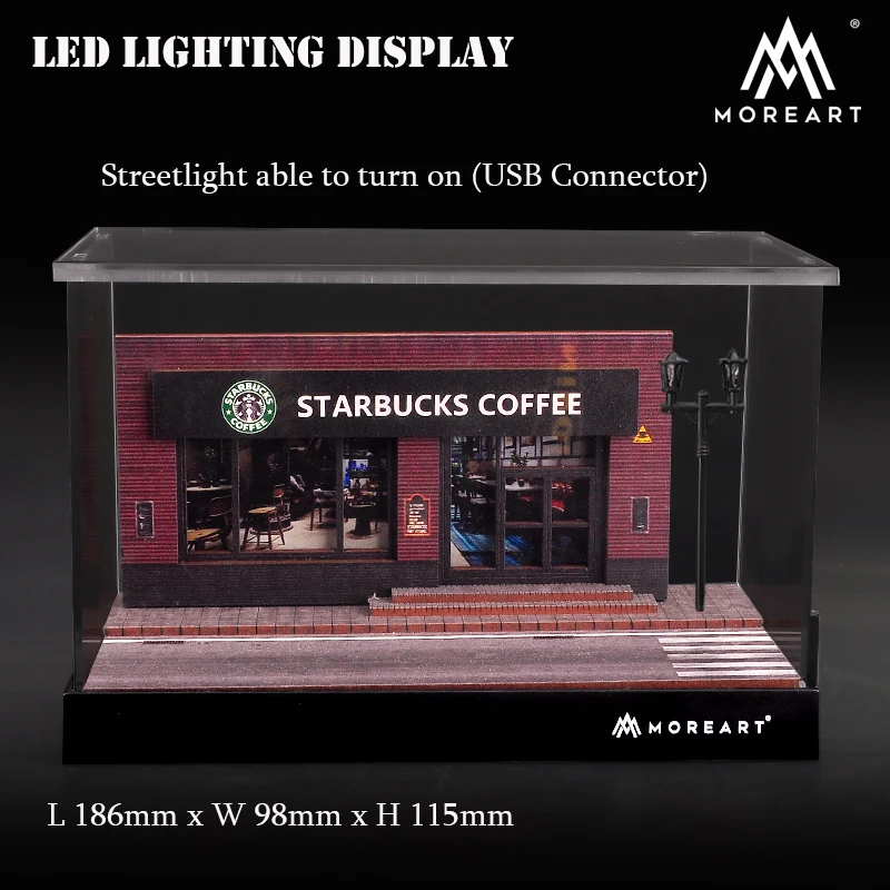 

Diorama Pop Toys 1:64 MoreArt Startbucks Coffee Shop LED Lighting Display Acrylic Case Vehicle Collection