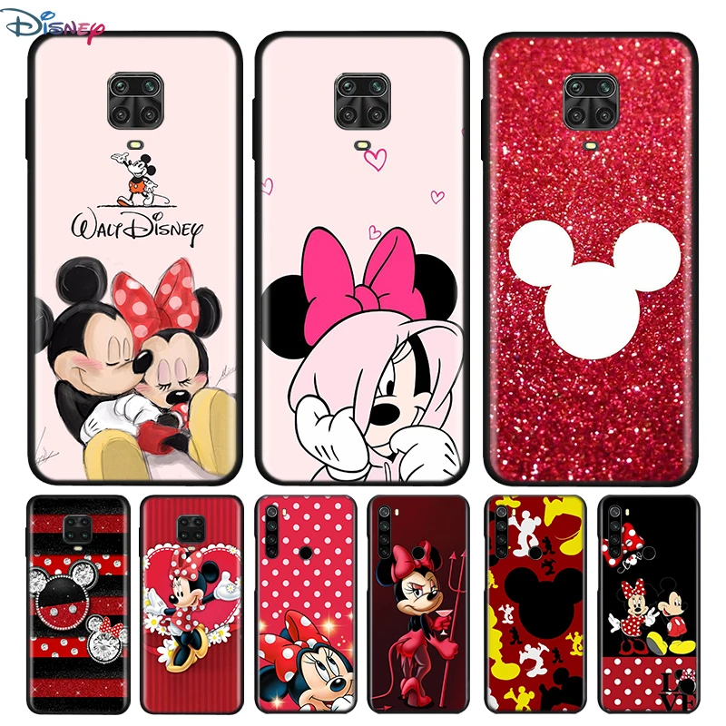 Red Mickey Minnie For Xiaomi Redmi Note 11 11S 10 9 8 7 6 Pro 5G 4G Silicone Soft Shockproof Black Phone Case Coque Capa Cover