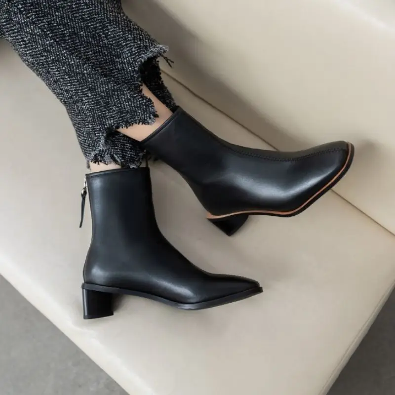

KemeKiss Size 33-42 Women High Heel Boots Real Leather Strange Heel Woman Winter Shoes Fashion Elegant Woman Ankle Boots
