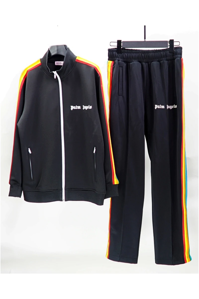 

Palm Angels rainbow stripes zipper sports casual suit male fog high street 74894234565