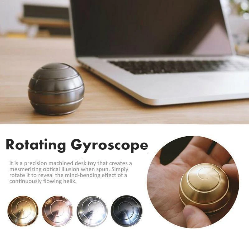 

38mm Desktop Decompression Rotating Spherical Gyroscope Office Desk Fidget Toys Optical Illusion Flowing Finger Toys Adult Gifts