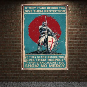 Knights Templar Armor Banners Wall Hanging Freemasonry Flags Tapestry Wall Art Crusader Posters Canvas Painting Home Decoration