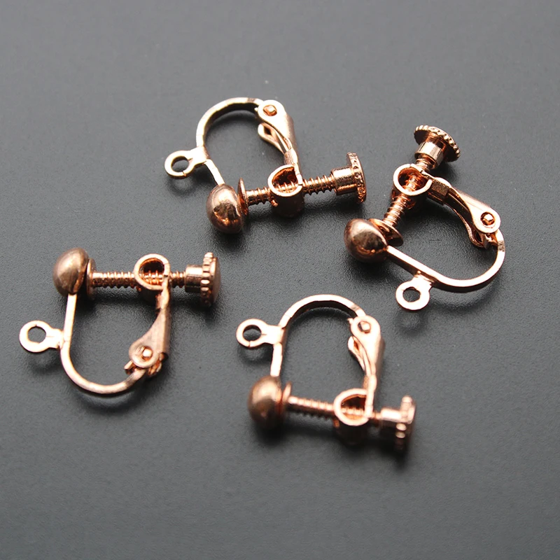 rose gold 20 шт./лот 14x17 мм с круглой головкой зажим для ушей DIY зажим ручной работы на сережках детали не прокалываются клипсы для ушей ювелирные изделия - Цвет: rose gold