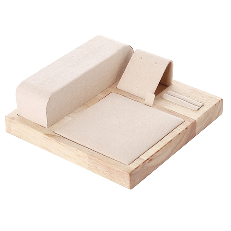 

Поднос из бамбукового дерева для демонстрации ювелирных изделий, набор для хранения ювелирных изделий, демонстрационный счетчик