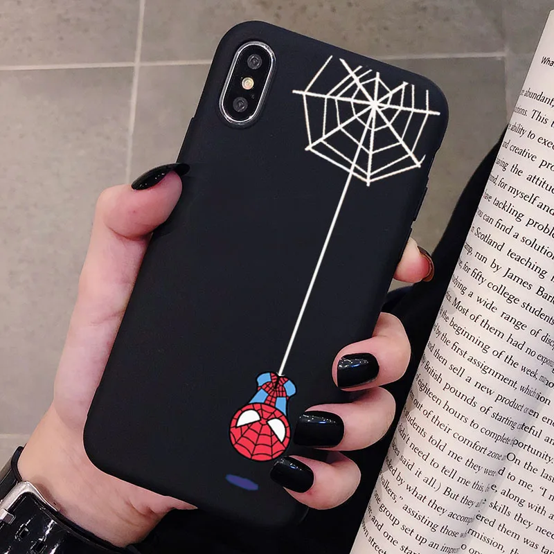Чехол для телефона XiaoMi RedMi Note 8 7 6 5 K20 Pro Человек-паук Marvel матовый Силиконовый чехол s мягкая задняя крышка - Цвет: P2Black