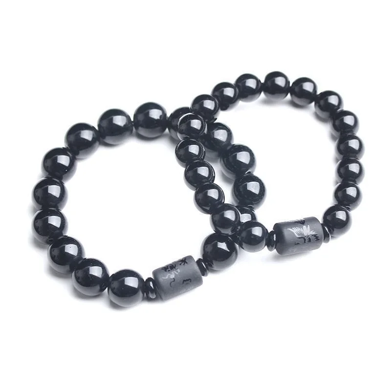 

YEYULIN Crystal Black Obsidian Bead Dragon Phoenix Strand Bracelet For Men Women Couples Lovers Totem Buddha Lucky Jewelry