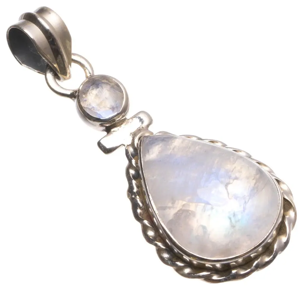 Натуральный Радужный Лунный Камень ручной работы индийский кулон из