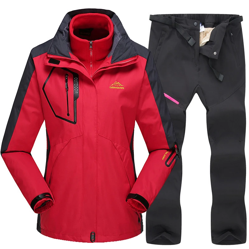 Зимний лыжный костюм для женщин Высококачественная лыжная куртка + штаны зимний
