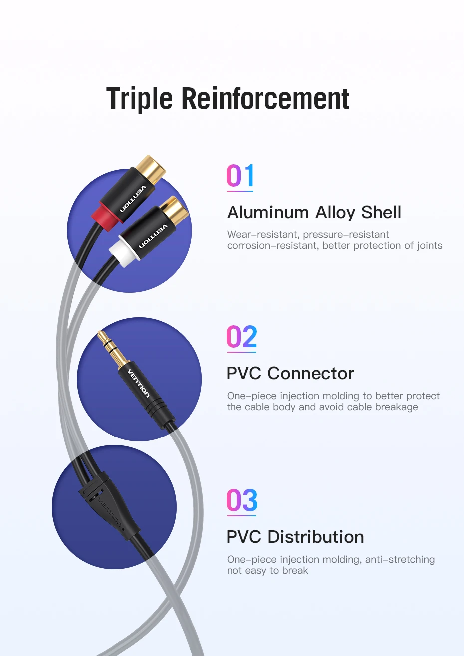 Vention 3 5 мм аудио разъем RCA кабель Мужской к женскому стерео aux синий 0 m 2 джек Кабели