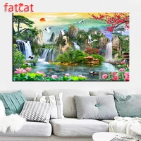 fatcat natural landscape flower large diy diamond painting full square round drill 5d diamond embroidery mosaic decor ae2377
